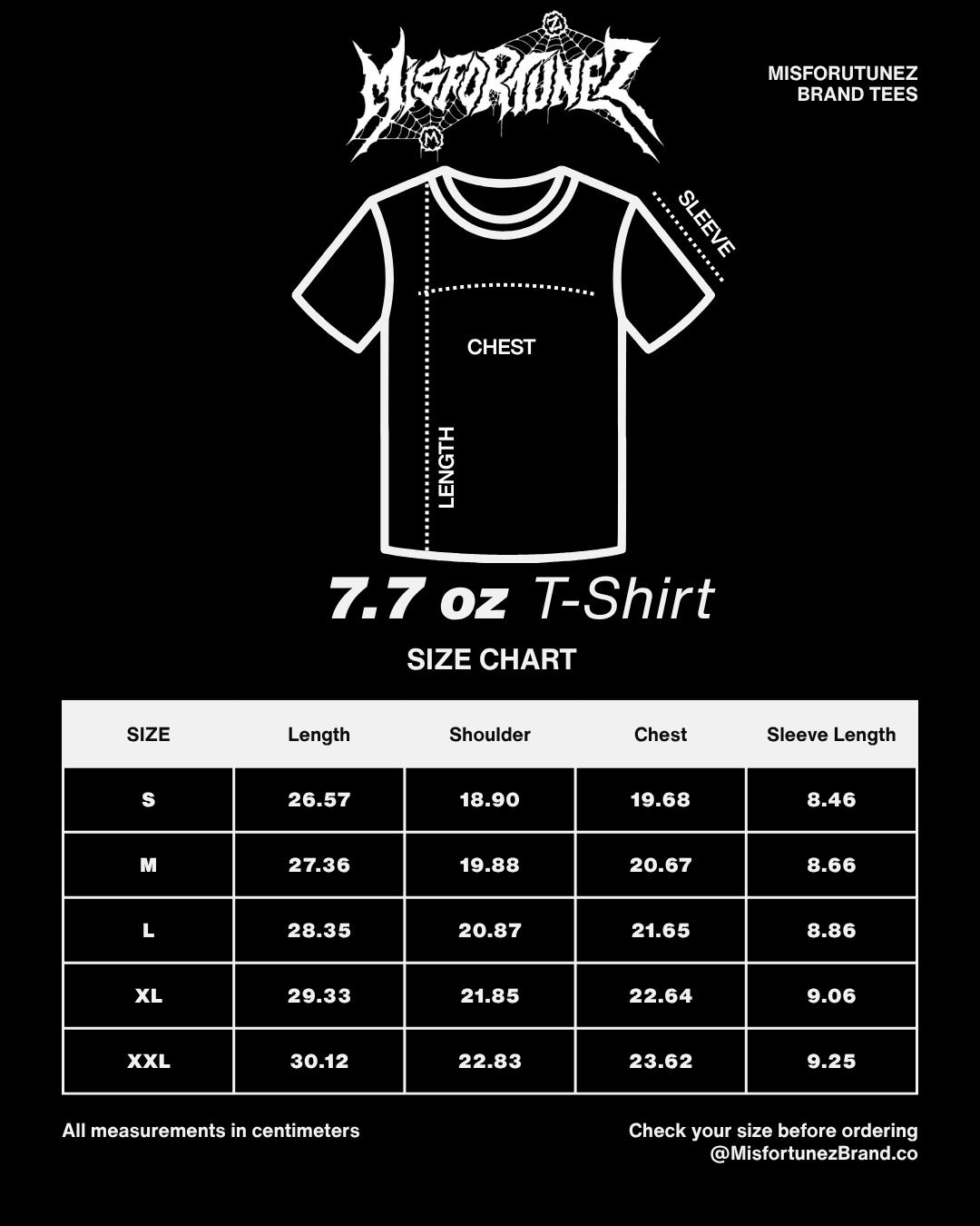 Misfortunez T Shirt - Black/White