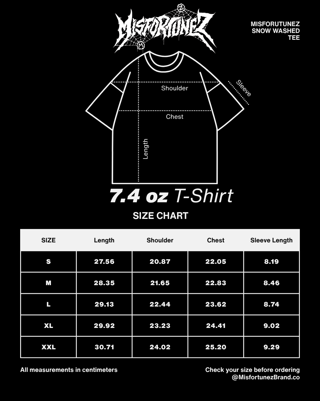 Misfortunez  Snow Washed T Shirt - Black/White